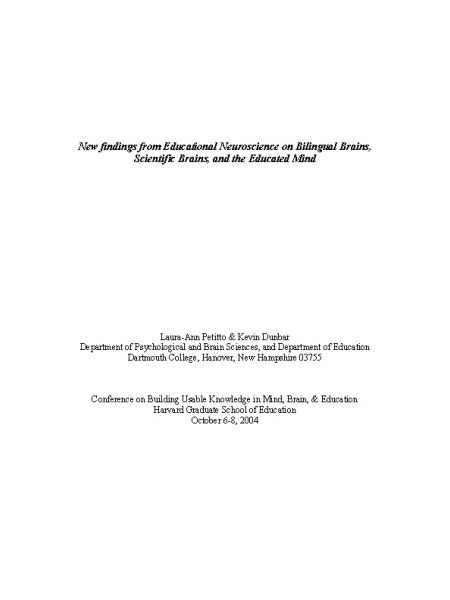 New findings from Educational Neuroscience on Bilingual Brains