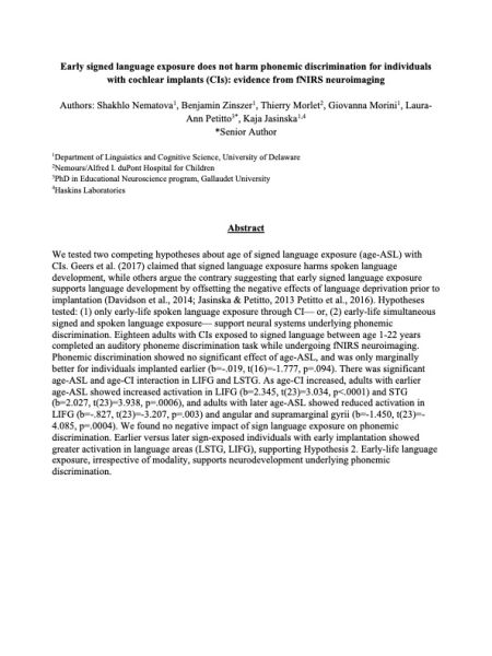 Early-life signed language exposure