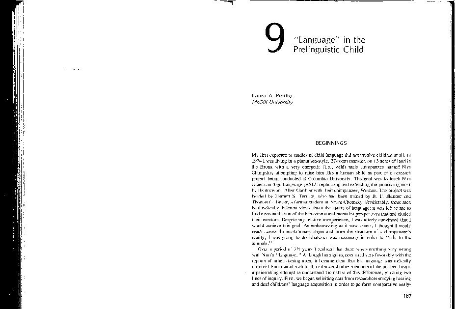 “Language” in the pre-linguistic child Petitto